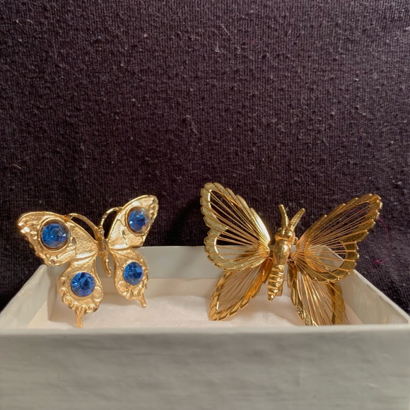 Monet Jewelry - Two Gold Butterfly Brooches